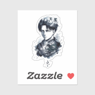 Blue Ink Soldier Portrait Custom-Cut Vinyl Sticker