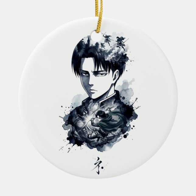 Blue Ink Soldier Portrait Ornament (Front)