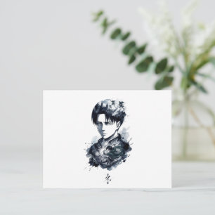 Blue Ink Soldier Portrait Postcard