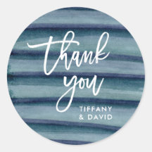 Blue Ink Stripes Wedding Thank You