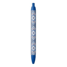Blue Inked Pen with Ukrainian Embroidery
