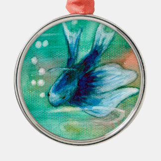 Blue Inky Betta Fish Metal Tree Decoration