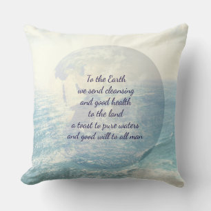 Blue Inspirational Earth blessing Cushion