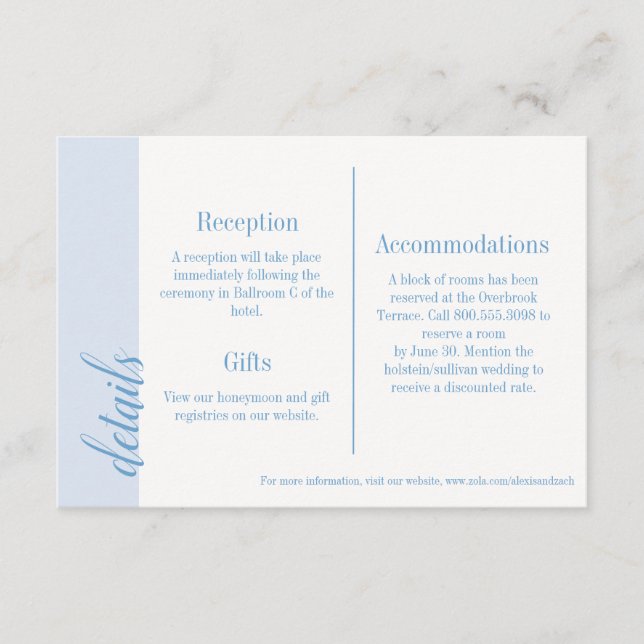 Blue Invitation Insert, Caroline Wedding (Front)