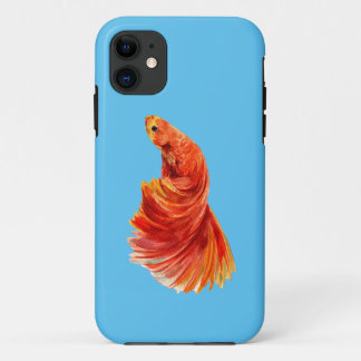 blue iPhone case with red fish