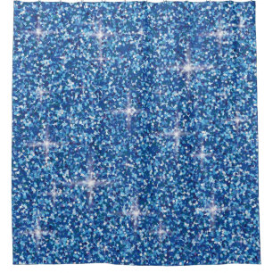 Blue iridescent glitter shower curtain