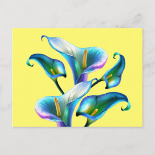 Blue Iridescent Holographic Calla Lilies Postcard