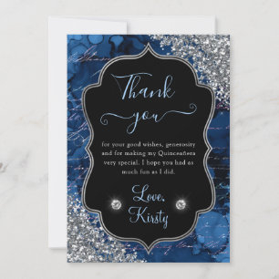 Blue Iridescent Mermaid Letters Quinceanera Thank You Card