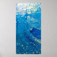 Blue Iridescent Modern Abstract Fluid Art