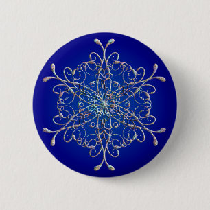 Blue Iridescent Snowflake Button