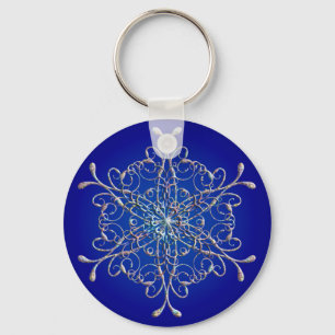 Blue Iridescent Snowflake Keychain
