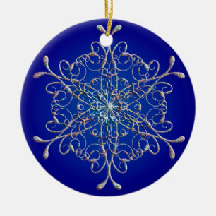 Blue Iridescent Snowflake Ornament