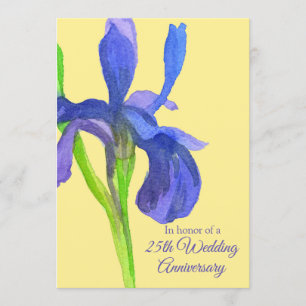 Blue Iris 25th Wedding Anniversary Party Invitation