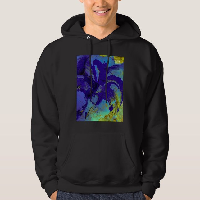 Blue Iris Abstract Hoodie (Front)