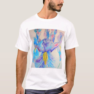 Blue Iris Art floral Watercolor Design T-Shirt