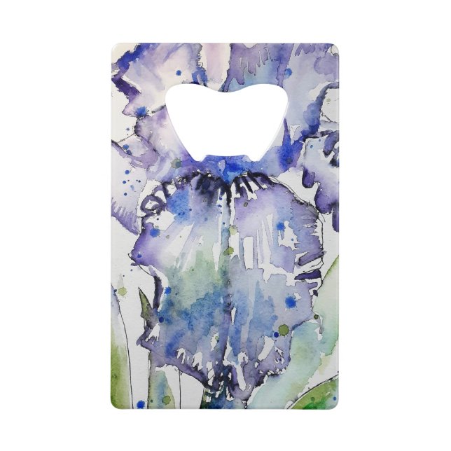 Blue Iris Art floral Watercolor Flower Art (Front)