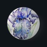 Blue Iris Art floral Watercolor Flower Art 6 Cm Round Badge<br><div class="desc">Blue Iris Art floral Watercolor Flower Art. A hand painted original painting from my own garden irises.</div>