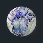 Blue Iris Art floral Watercolor Flower Art 6 Cm Round Badge<br><div class="desc">Blue Iris Art floral Watercolor Flower Art. A hand painted original painting from my own garden irises.</div>