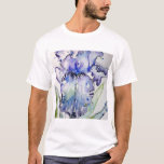 Blue Iris Art floral Watercolor Flower Art T-Shirt<br><div class="desc">Blue Iris Art floral Watercolor Flower Art. A hand painted original painting from my own garden irises.</div>