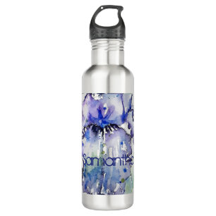 Blue Iris Art floral Watercolor Flower Womans 710  710 Ml Water Bottle
