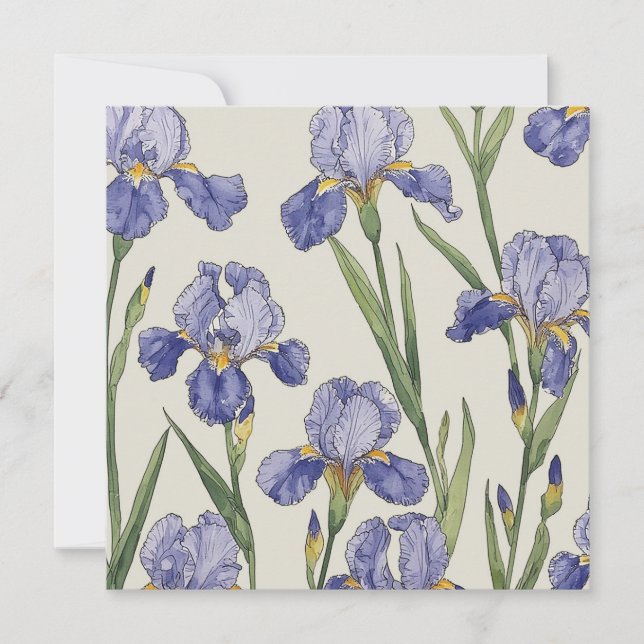 Blue Iris Blossoms Invitation (Front)