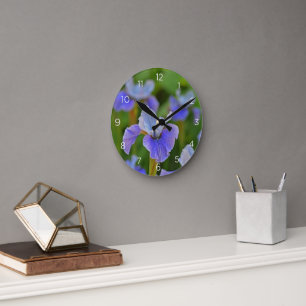 Blue Iris Botanical Flower Wall Clock