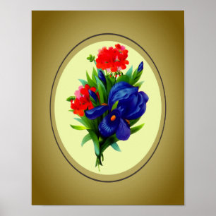 Blue Iris Bouquet Floral Art Poster