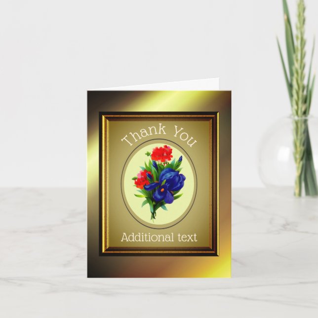 Blue Iris Bouquet Personalised Thank You Card (Front)