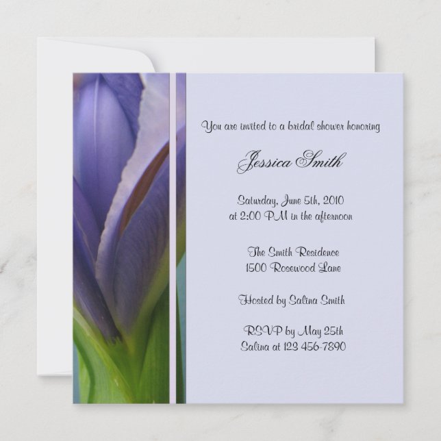 Blue Iris Bridal Shower Invitation (Front)
