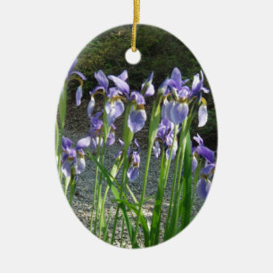 Blue Iris Ceramic Tree Decoration