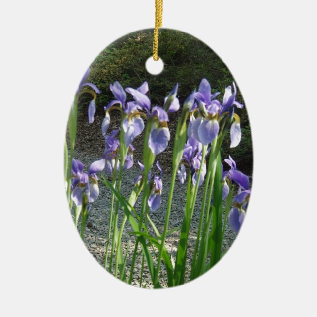 Blue Iris Ceramic Tree Decoration (Front)