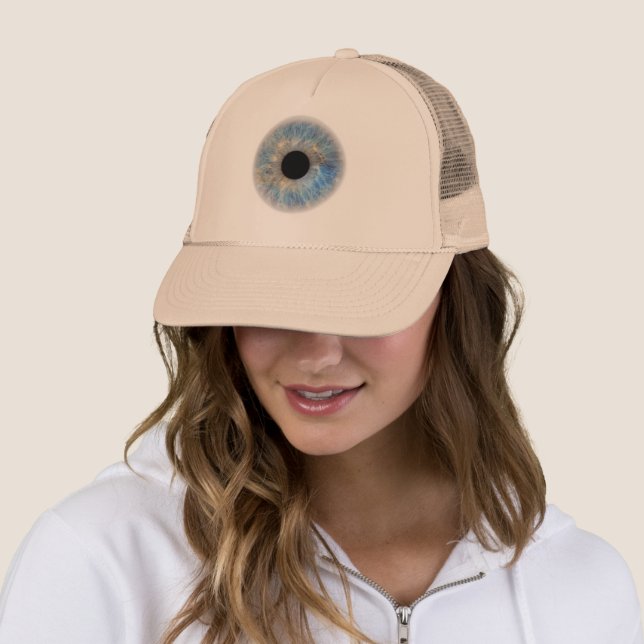 Blue Iris Eye – Window of the Soul Graphic Tee Trucker Hat (In Situ)