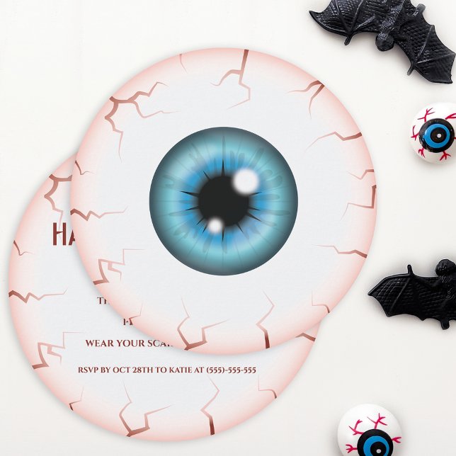 Blue Iris Eyeball Bloodshot Eye Halloween Party Invitation (Creator Uploaded)