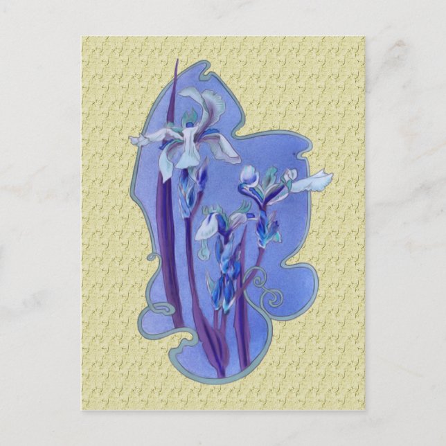 Blue Iris Floral Art Design Postcard (Front)