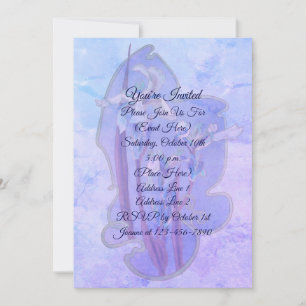 Blue Iris Floral Art Party Invitation