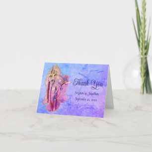 Blue Iris Floral Art Personalized Wedding  Thank You Card