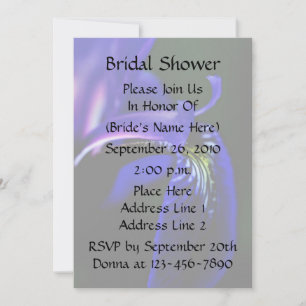 Blue Iris Floral Bridal Wedding Shower Invitation