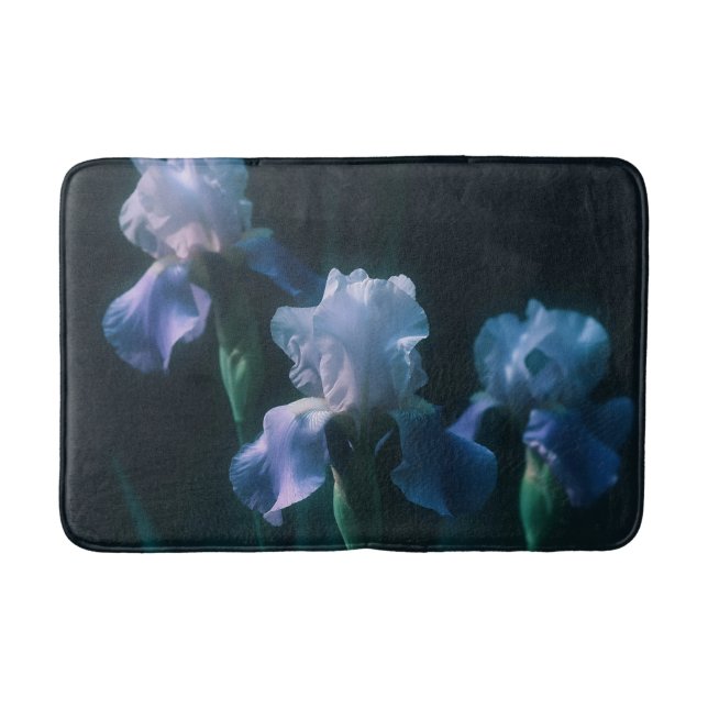 Blue Iris Floral Wall Art Poster Bath Mat (Front)