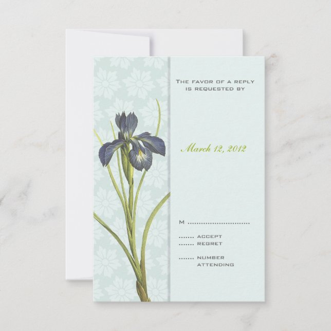Blue Iris Floral Wedding Invitation RSVP 2 (Front)