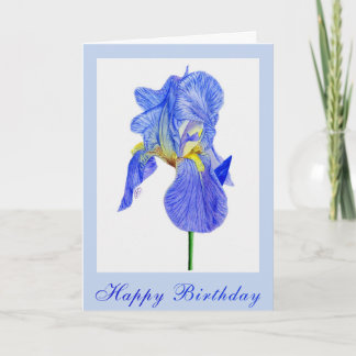 Blue Iris Flower Birthday Card
