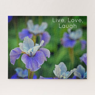 Blue Iris Flower Botanical Motivational Jigsaw Puzzle