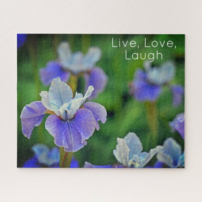 Blue Iris Flower Botanical Motivational  Jigsaw Puzzle (Horizontal)
