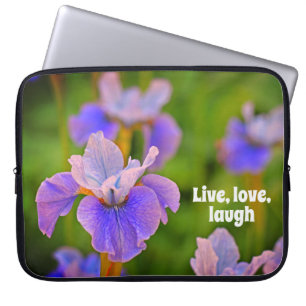 Blue Iris Flower Botanical Photograph Laptop Sleeve