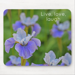 Blue Iris Flower Botanical Photograph Mouse Mat
