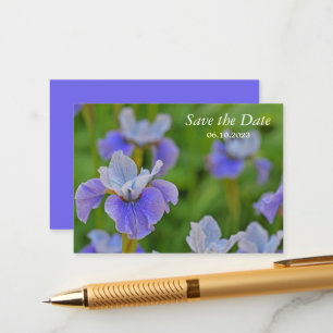 Blue Iris Flower Botanical Save the Date Enclosure Card
