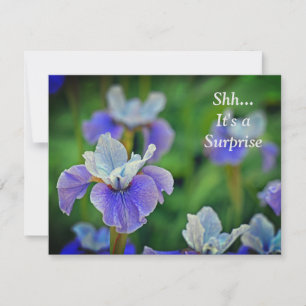 Blue Iris Flower Botanical Surprise 100th Birthday Invitation