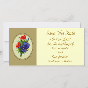 Blue Iris Flower Bouquet Wedding Save The Date