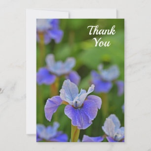Blue Iris Flower Elegant Flat Thank You Card
