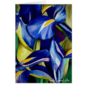 Blue Iris flower original watercolor art painting