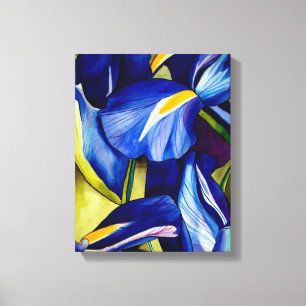 Blue Iris flower original watercolor art painting Canvas Print